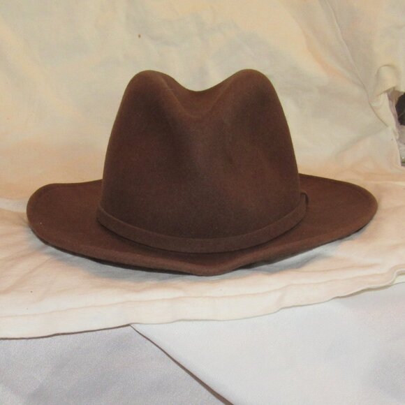 Vintage Schumann Sullivan of New Haven CT Crusher Brown Fedora 100% Wool Medium - Picture 1 of 8